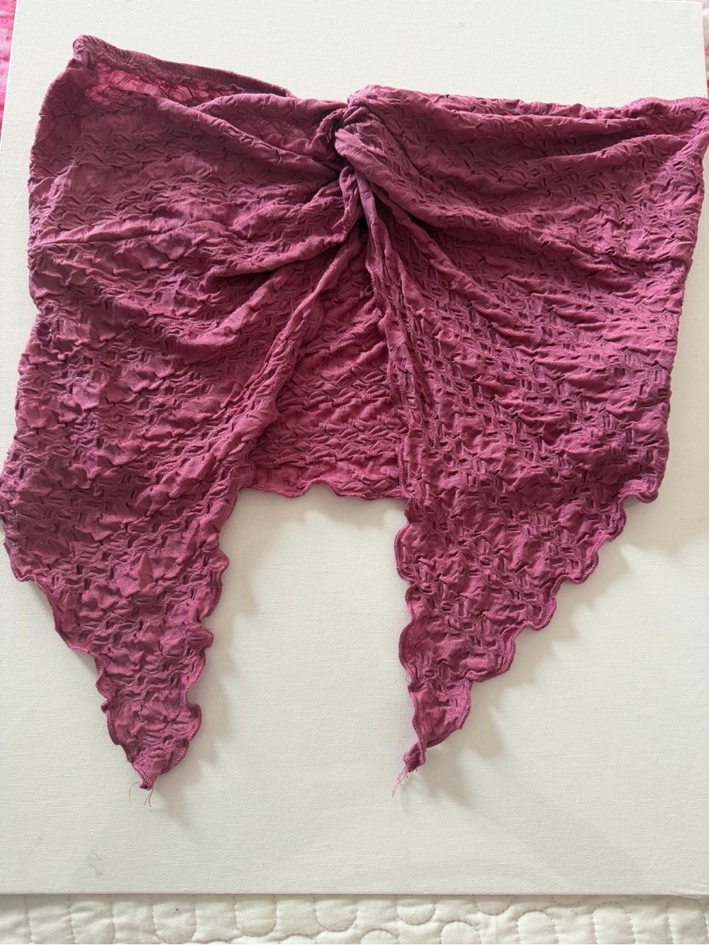 Crinkled Triangular Wrap Scarf in Dusty Rose